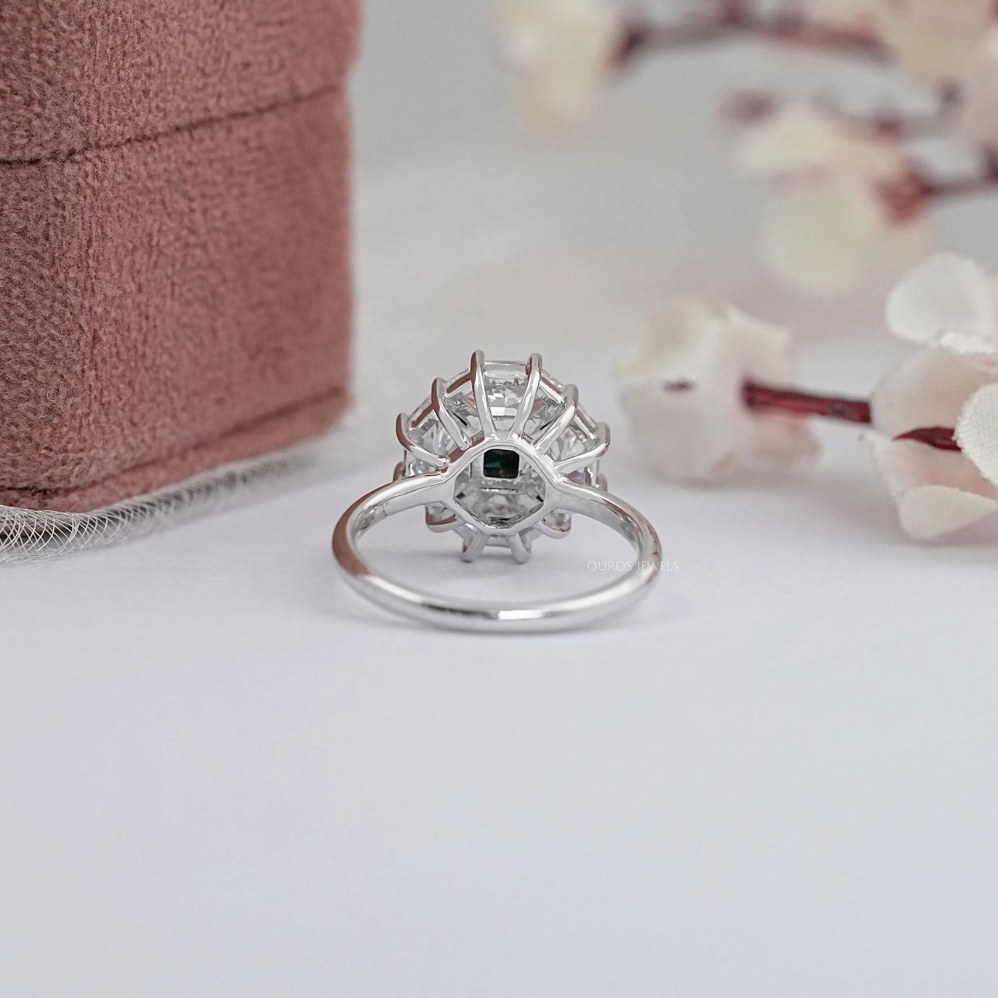 Princess Cut Halo Solitaire Diamond Ring