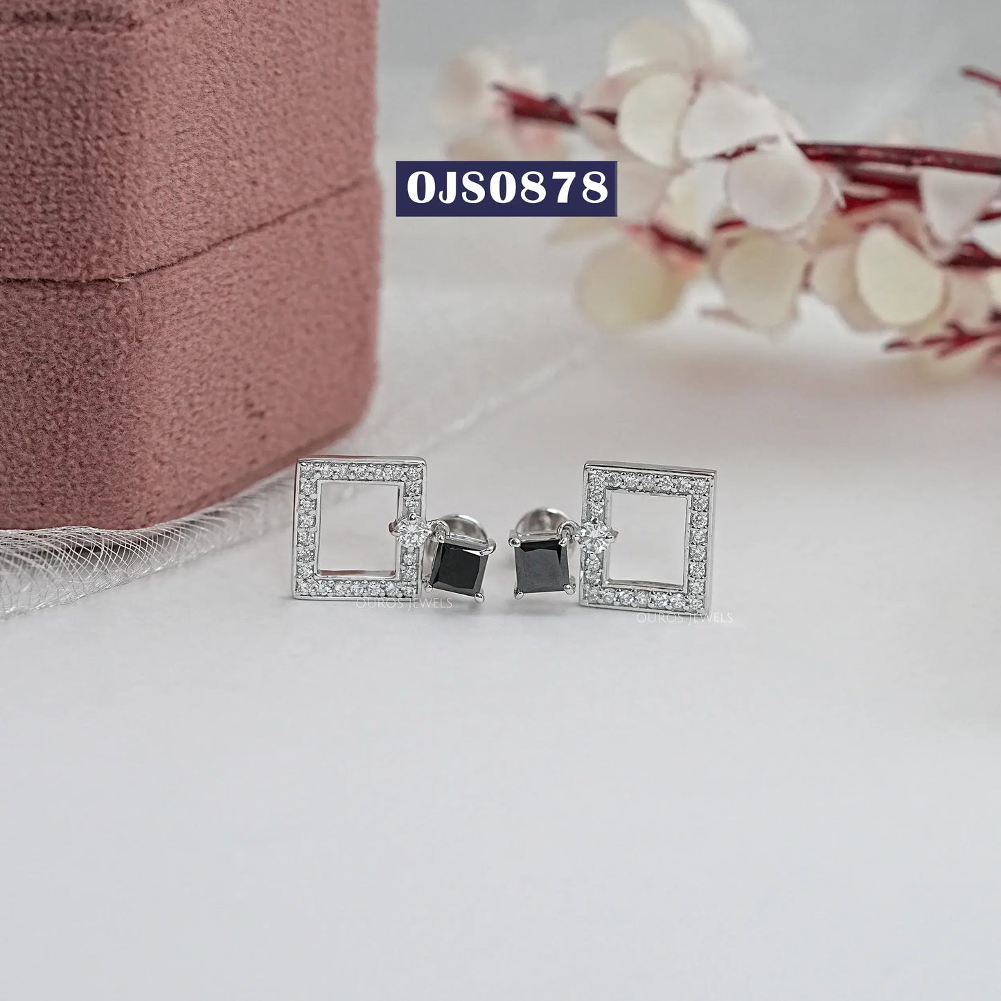 Black Round Cut Lab Diamond Earrings