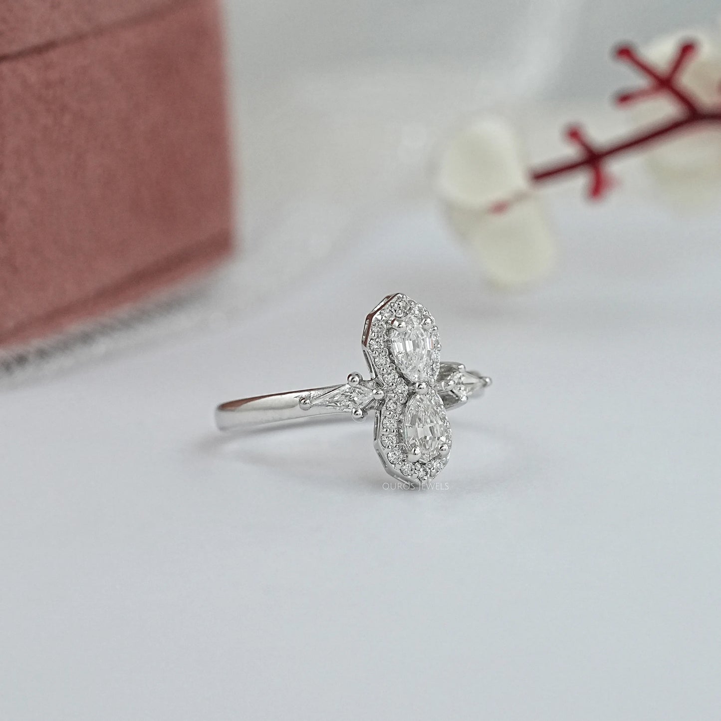 Step Cut Pear Lab Grown Diamond Infinity Ring