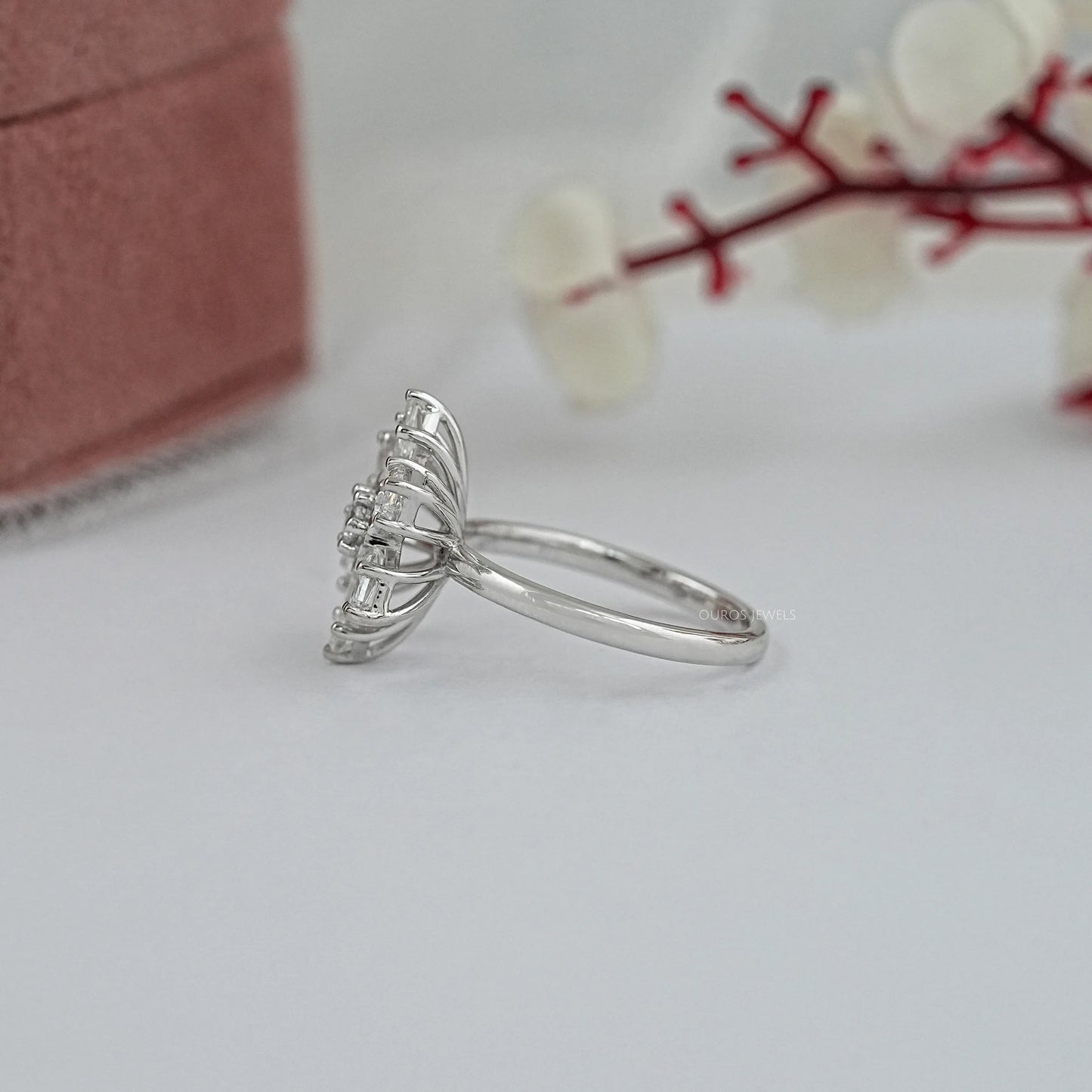 Shield Cut Lab Grown Diamond Floral Ring
