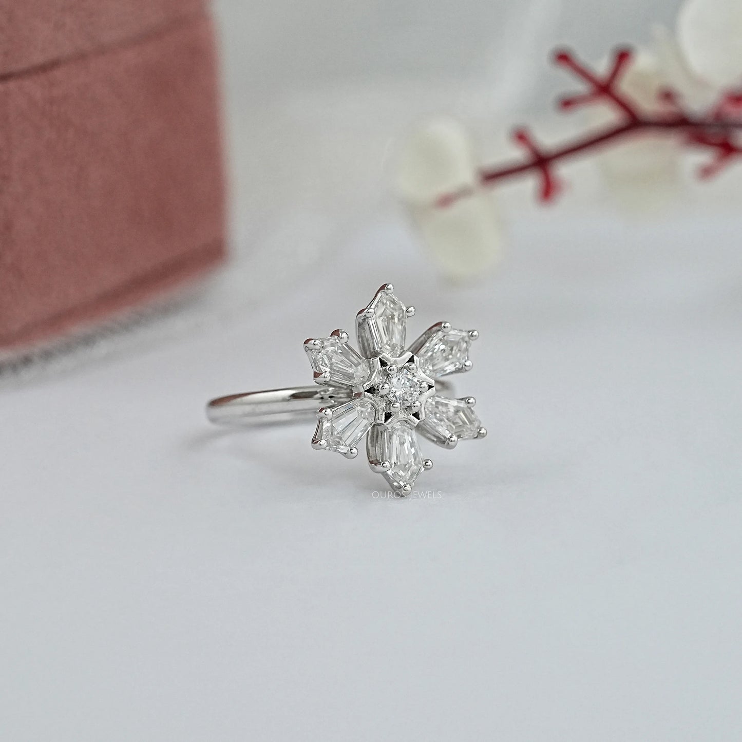 Shield Cut Lab Grown Diamond Floral Ring