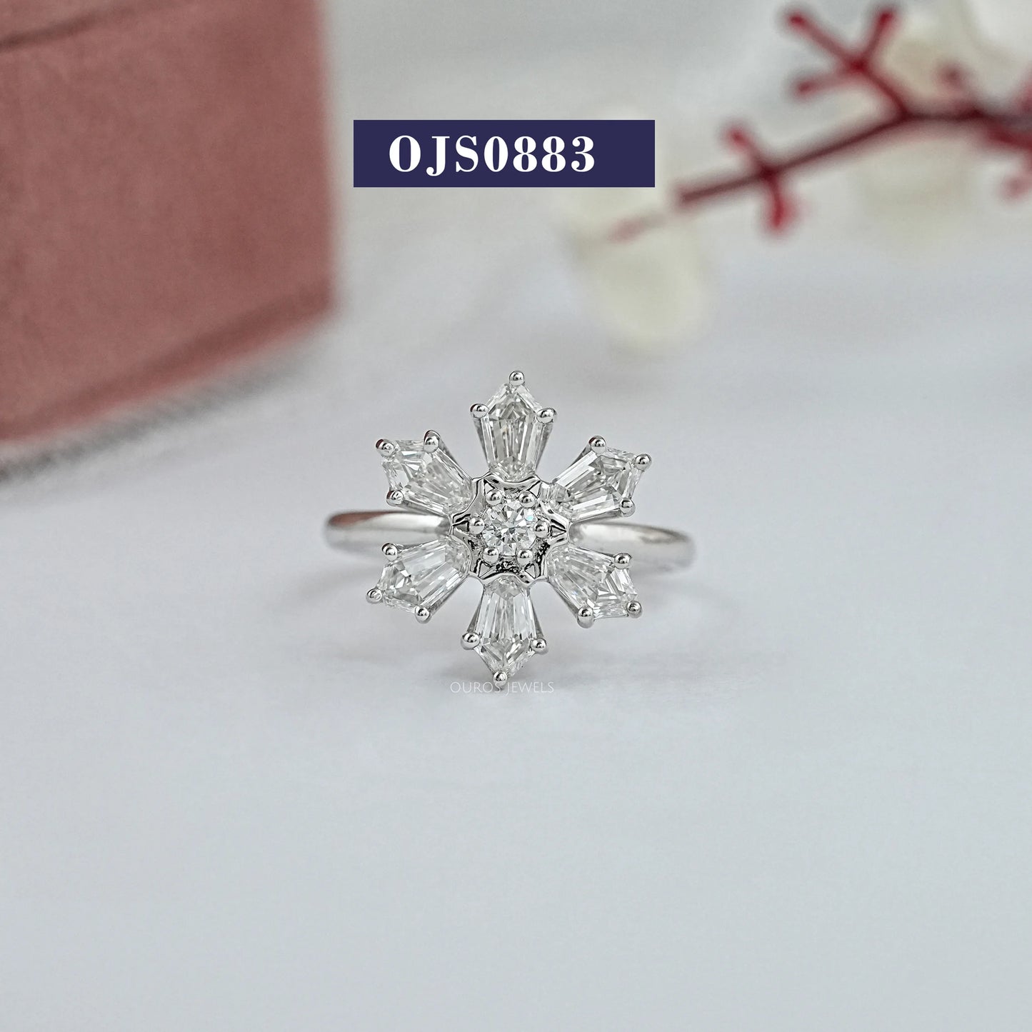Shield Cut Lab Grown Diamond Floral Ring