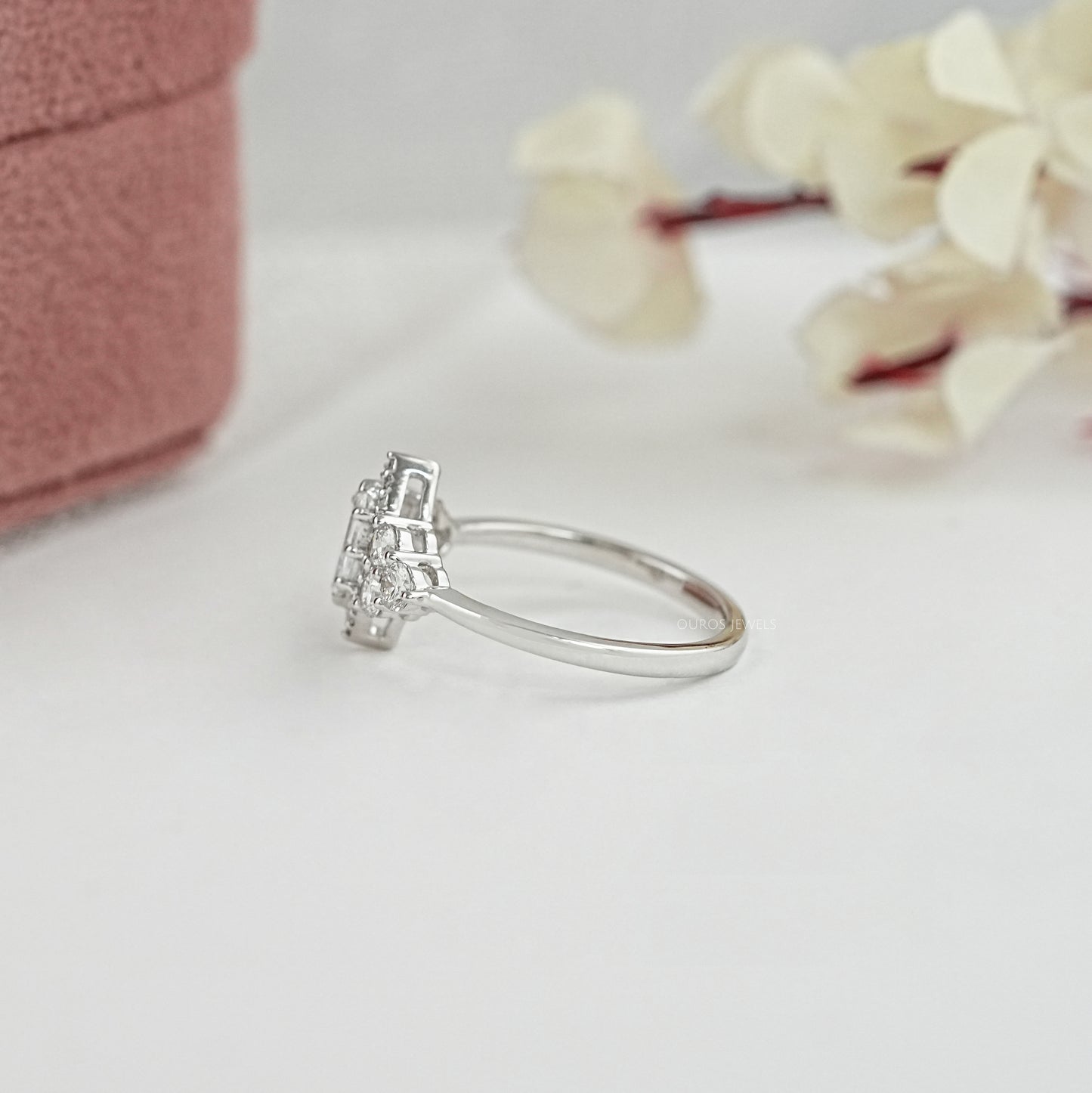 Step Cut Oval Halo Engagement Ring