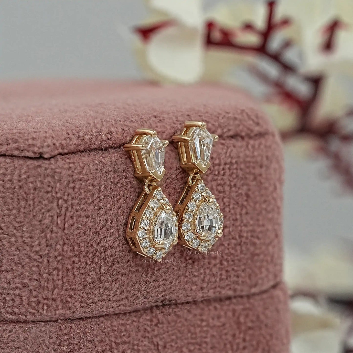 Step Cut Pear Drop Earrings