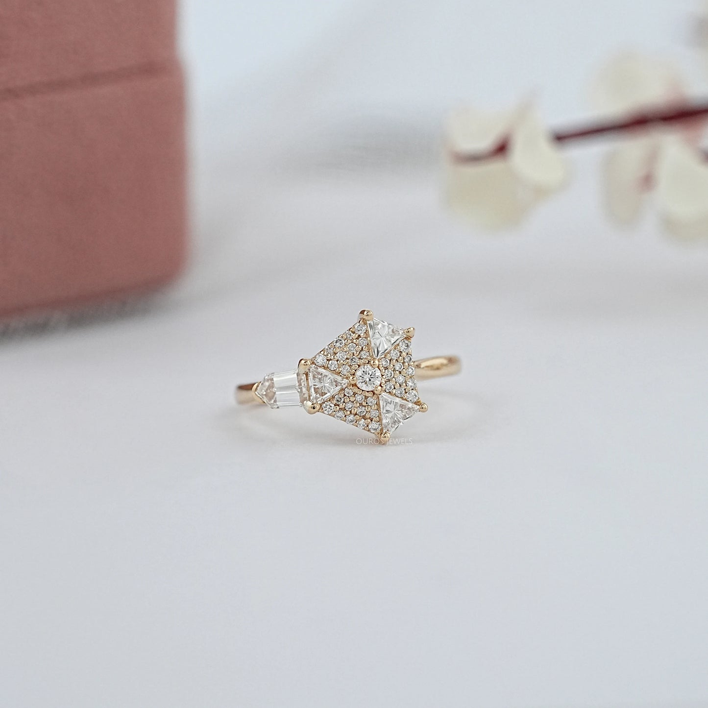 Step Cut Arrow And Lab Grown Diamond Engagement Ring