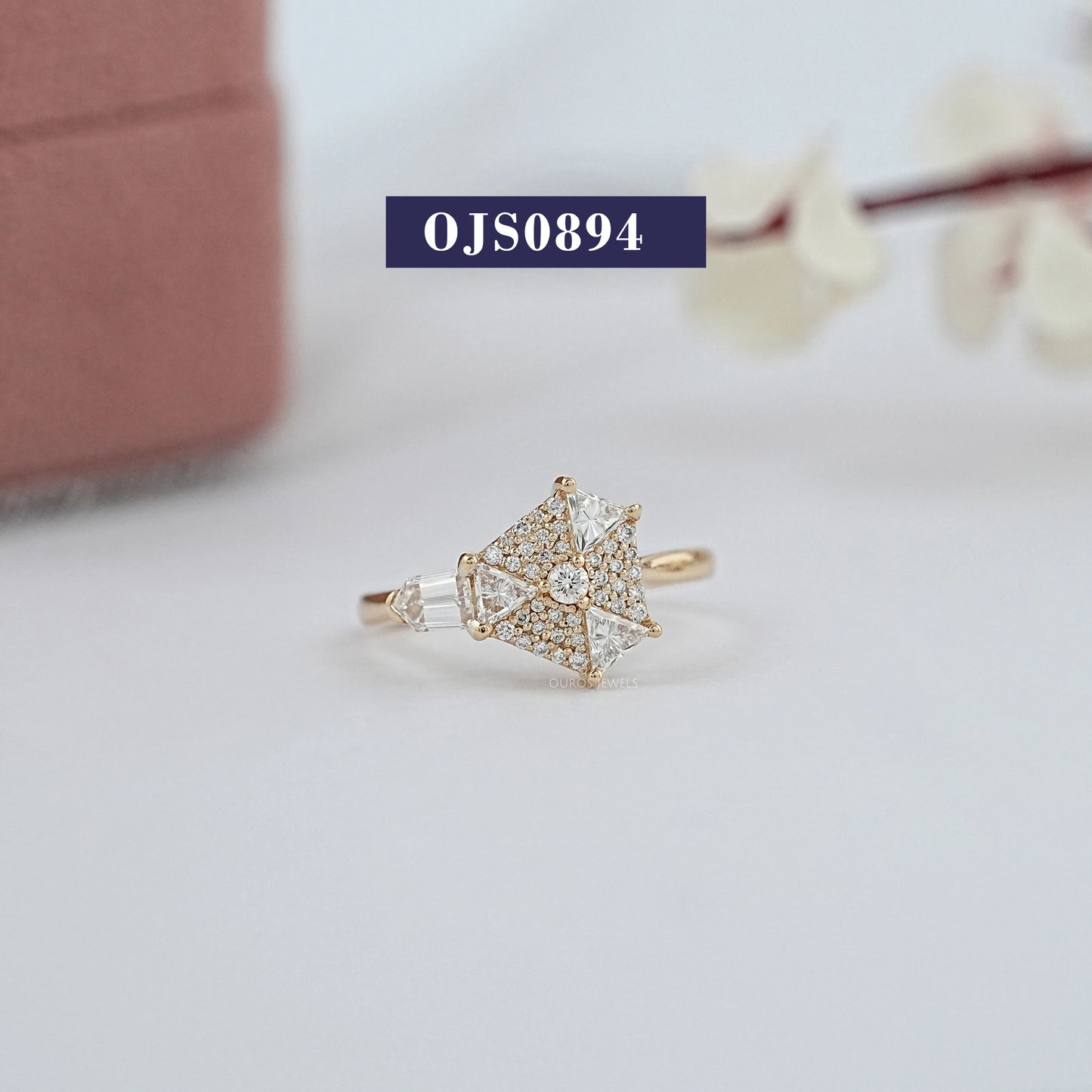 Step Cut Arrow And Lab Grown Diamond Engagement Ring