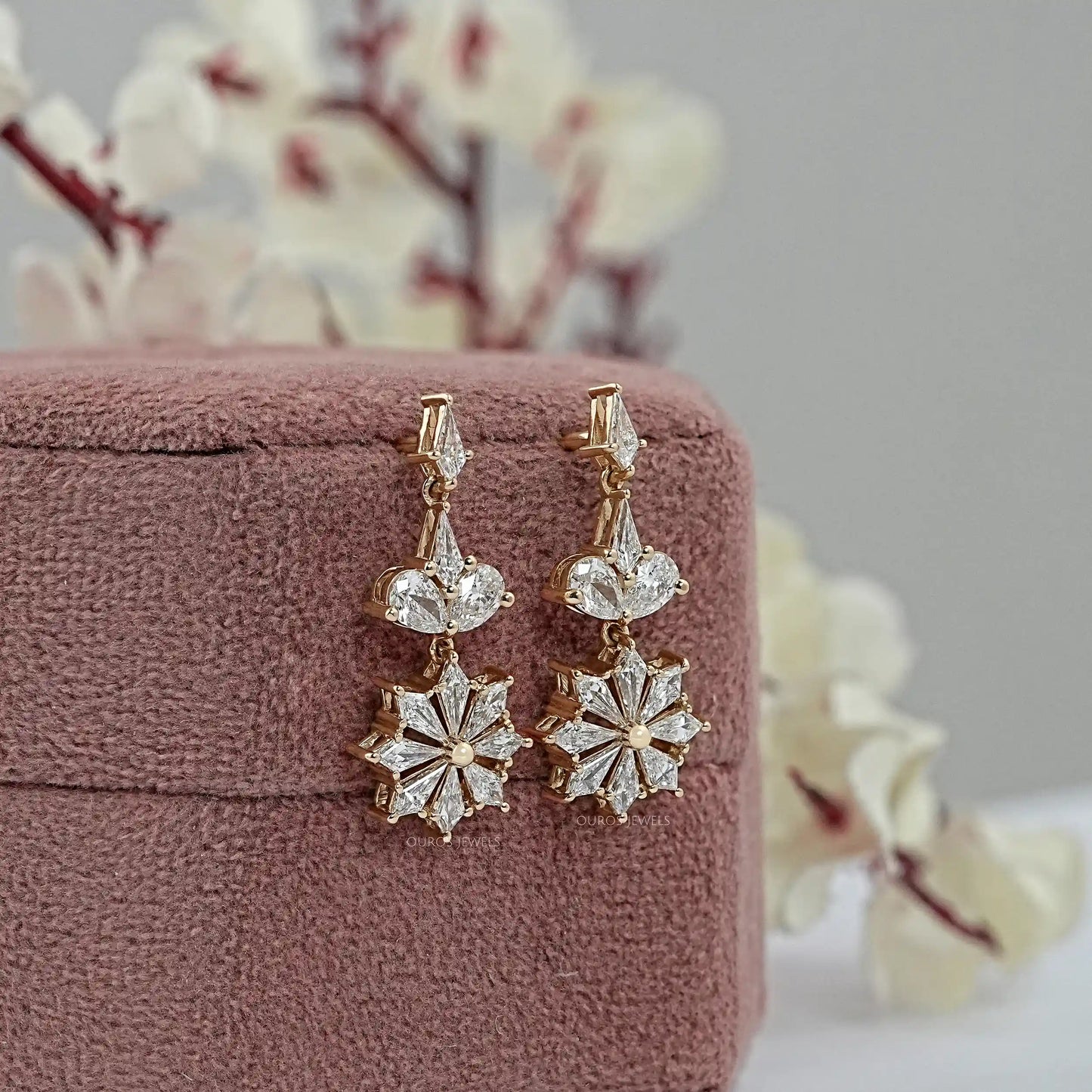 Pear And Kite Cut Lab Diamond Dangle Earrings