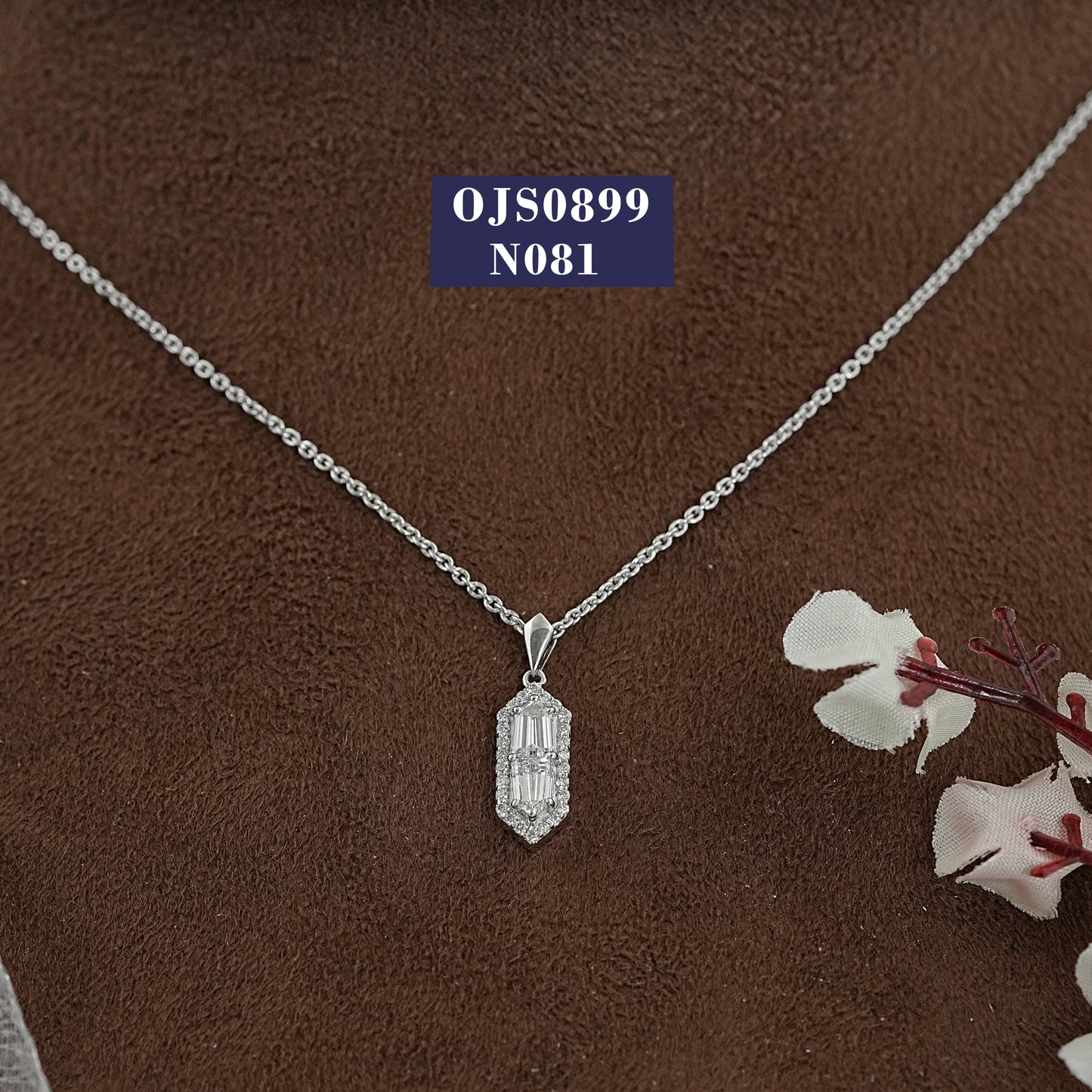 Step Cut Arrow Halo Diamond Pendant