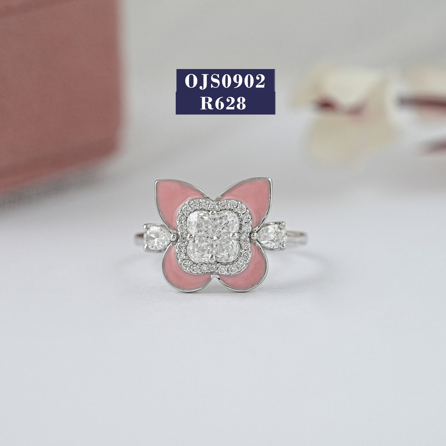 Floral Lab Diamond Engagement Ring