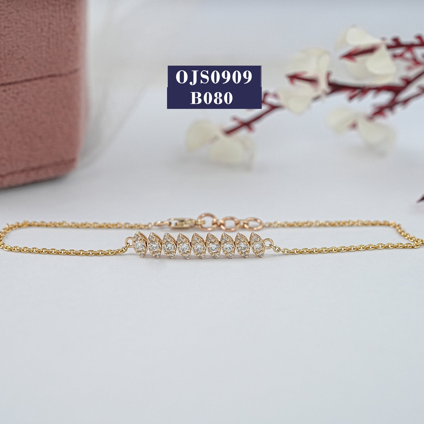 Yellow Gold  Round  Diamond  Chain Bracelet