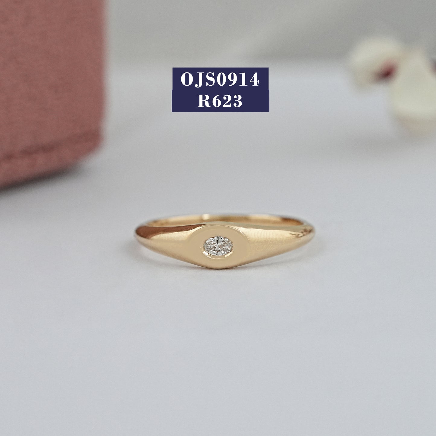 Oval Cut Diamond Solitaire Dainty Ring