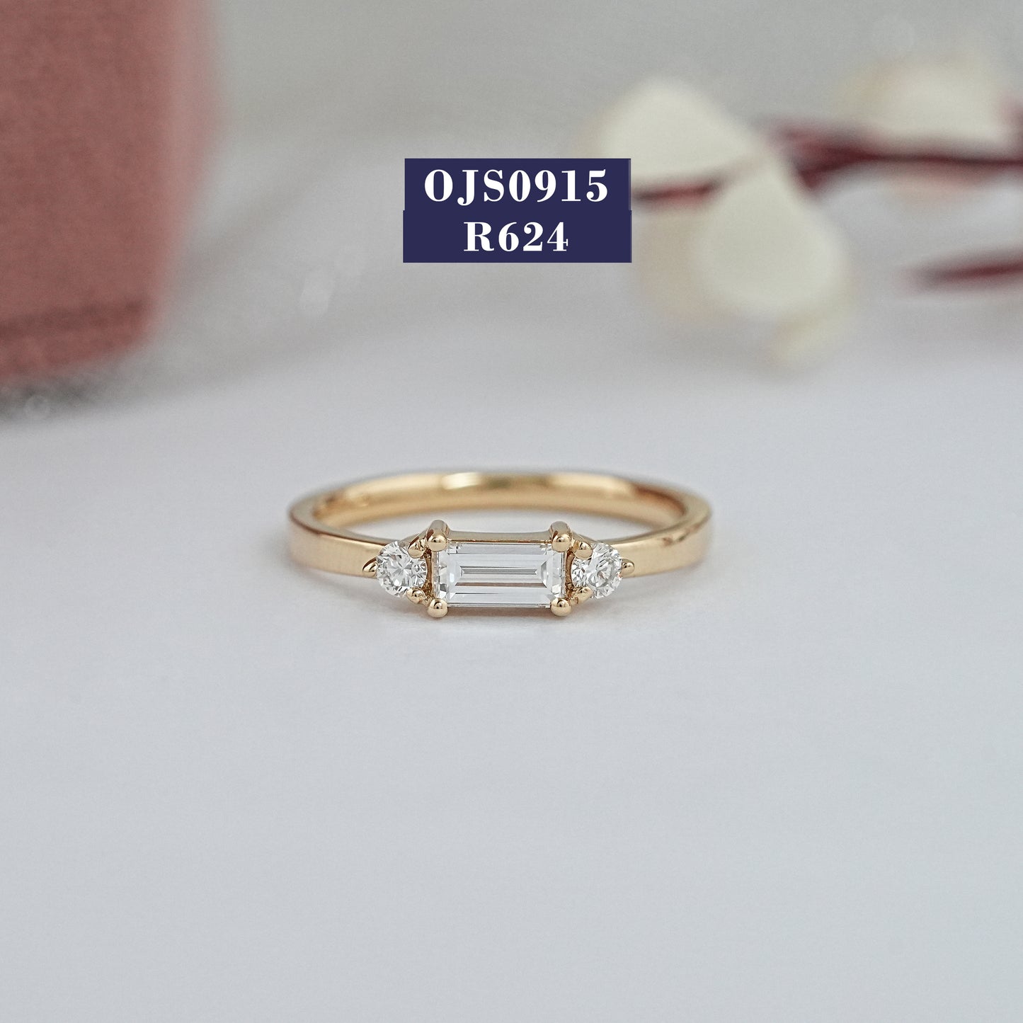 Baguette And Round Cut Diamond Three Stone Ring