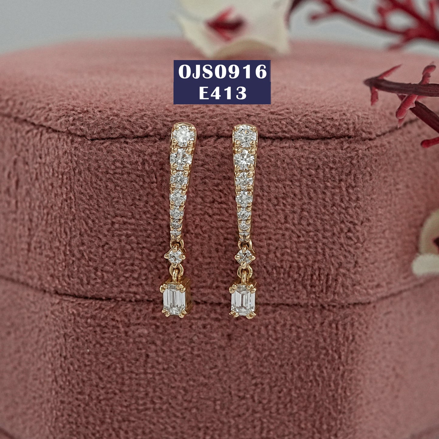 Emerald Cut Lab Diamond Dangle Earrings