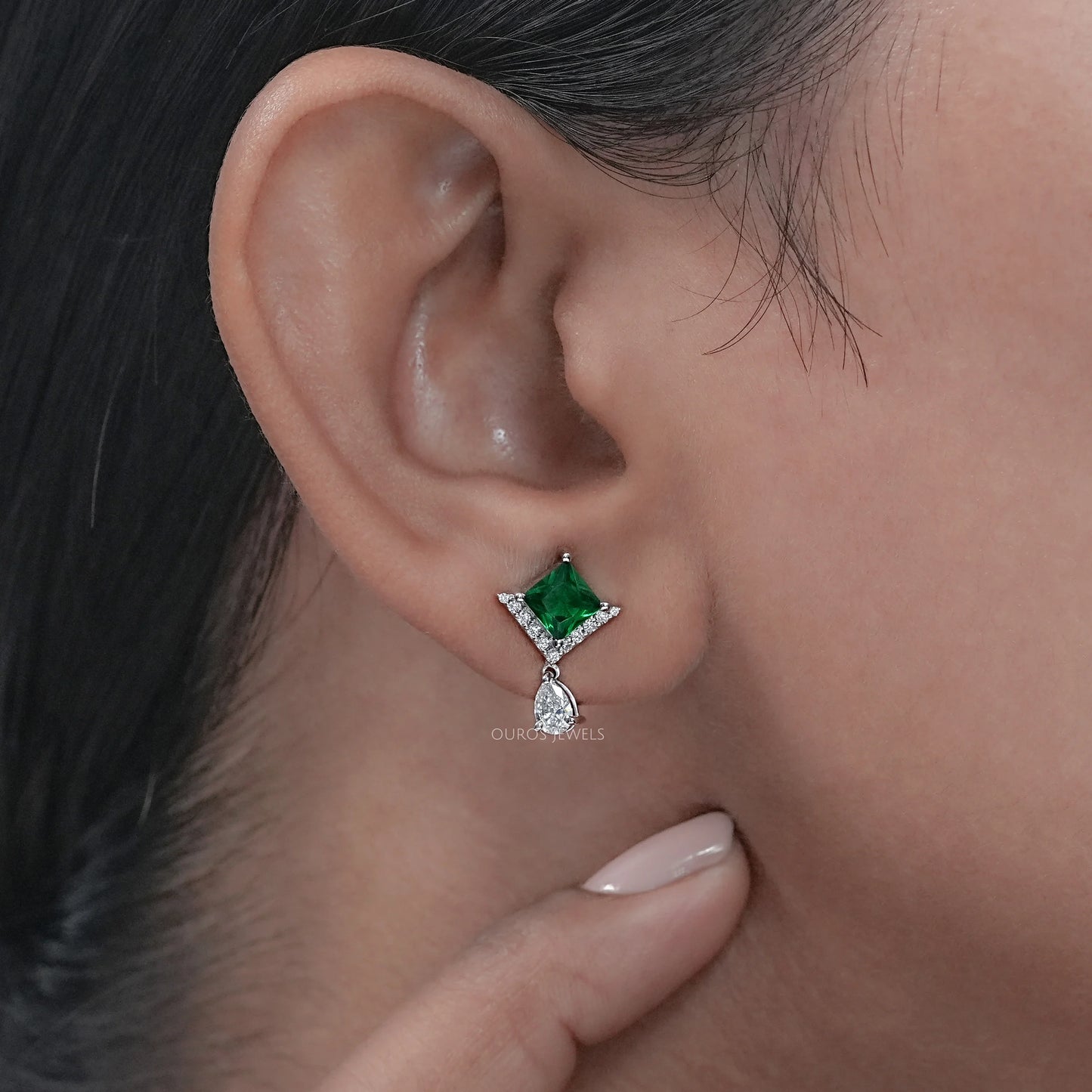 Green Princess Gemstone Drop Earring