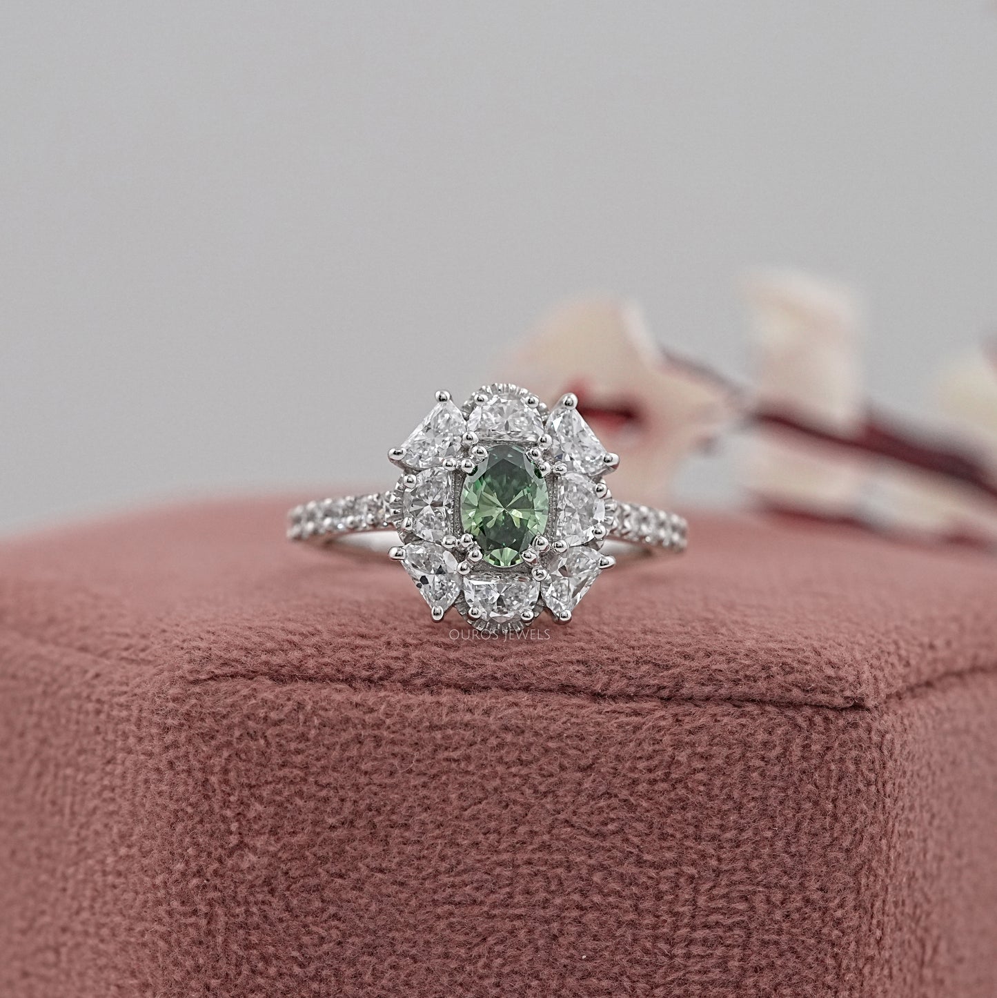 Multi Shape Lab Diamond Halo Accent Ring