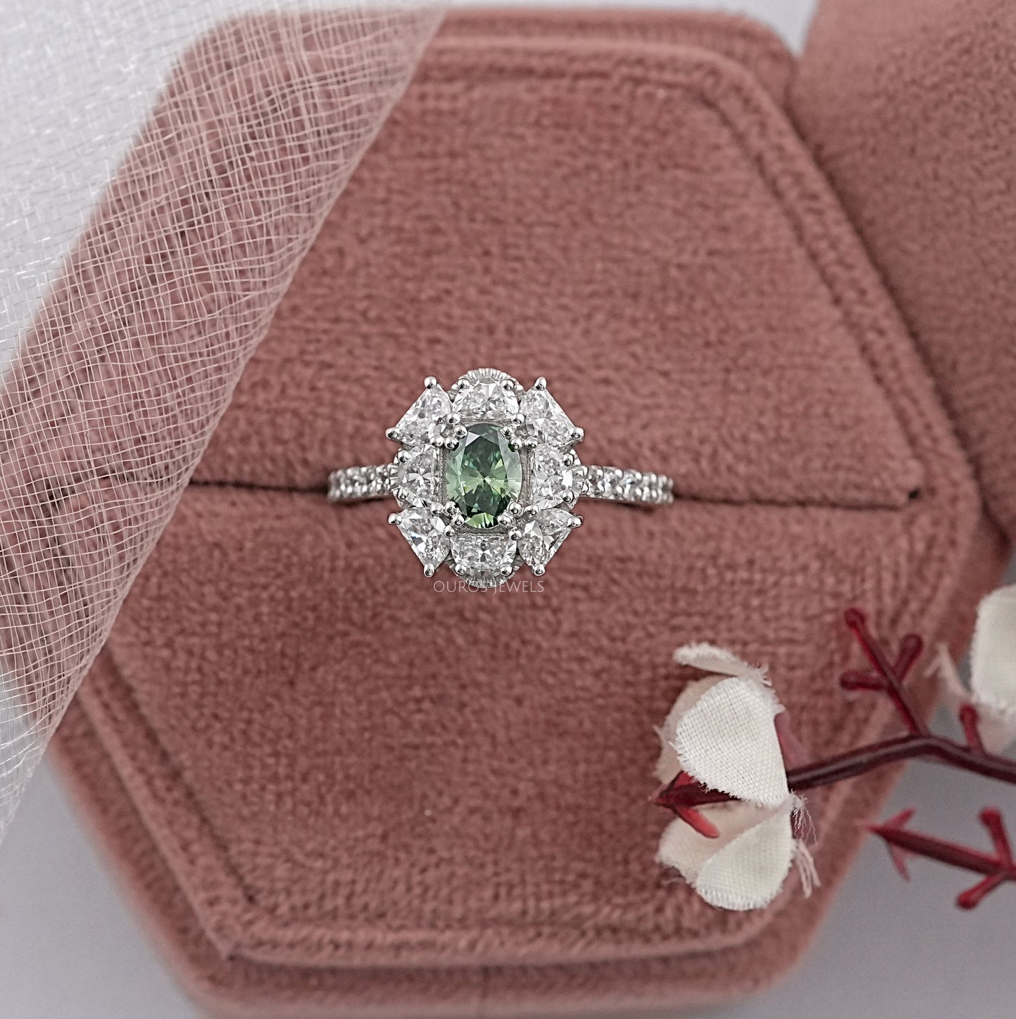 Multi Shape Lab Diamond Halo Accent Ring
