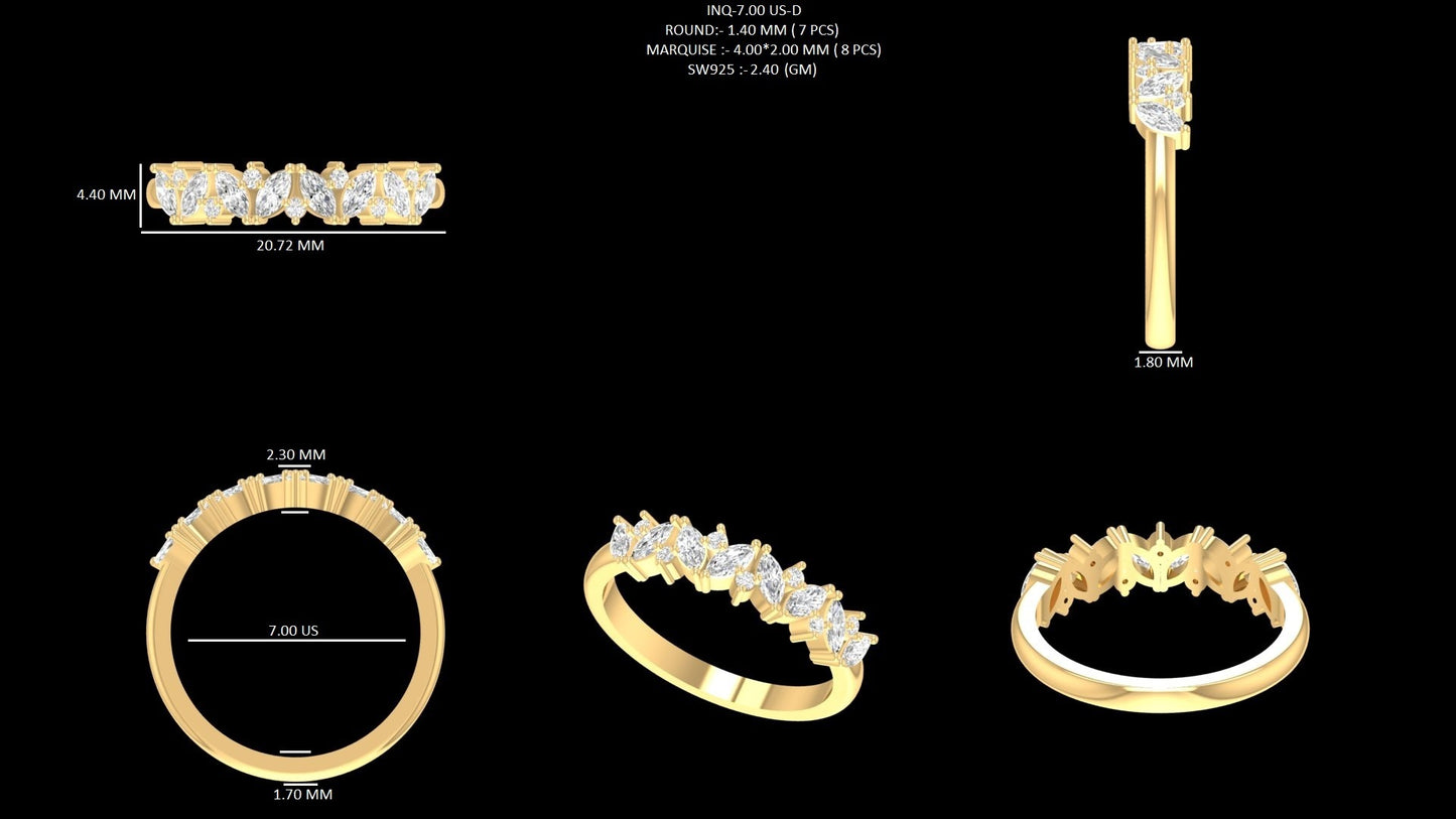 Marquise And Round Diamond Anniversary Band