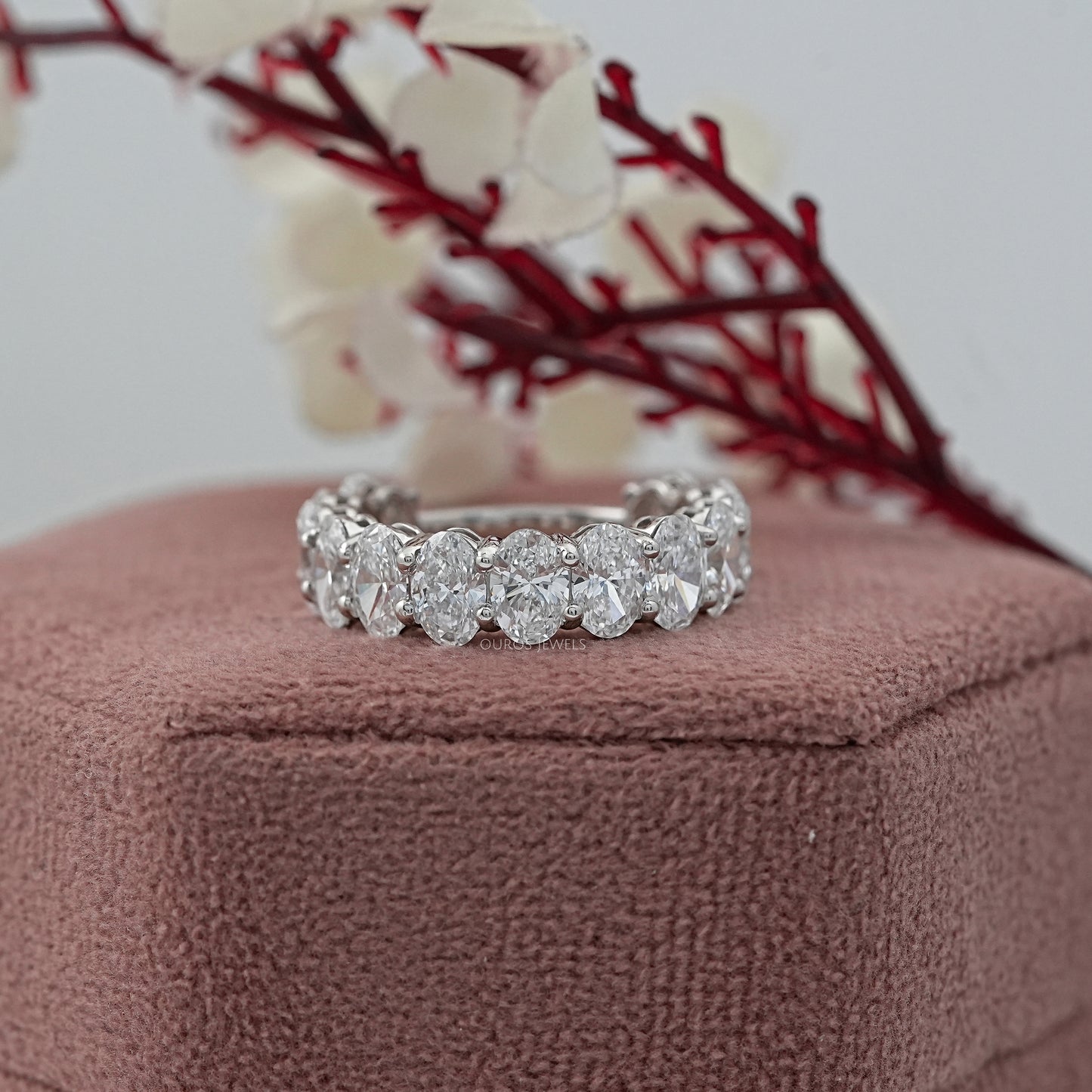 Oval Cut Diamond Half Eternity Band