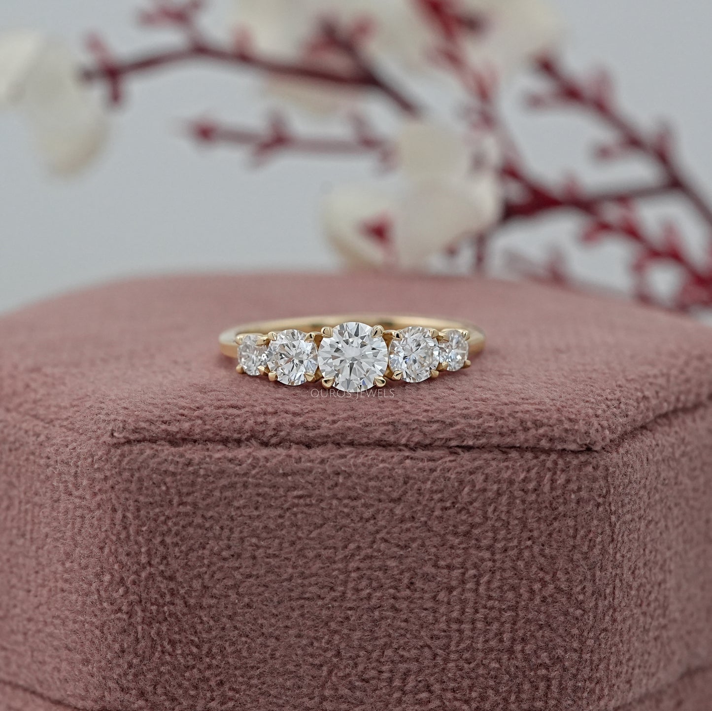 Round Cut Lab Diamond Five Stone Wedding Ring