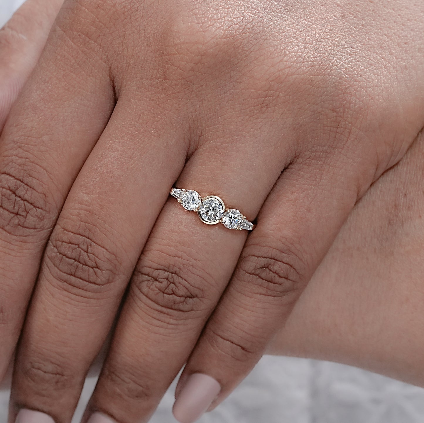 Tapered Baguette And Round Cut Wedding Ring