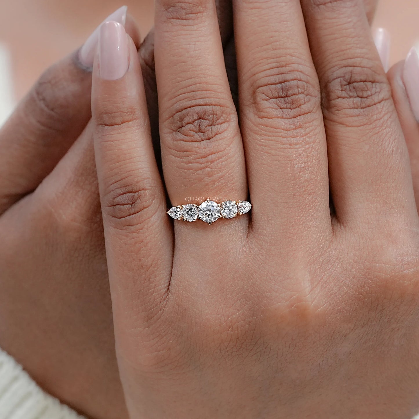 Round And Pear Diamond Engagement Ring