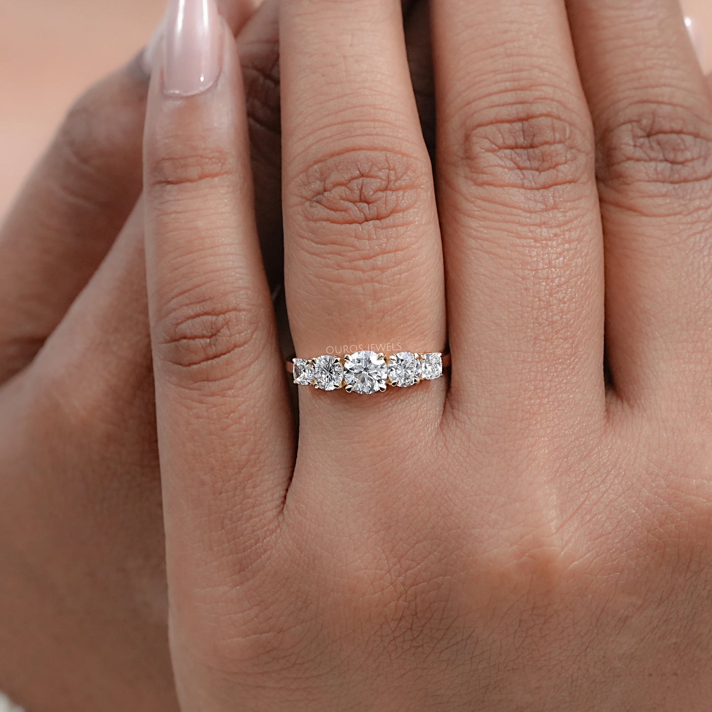 Cushion and Round Cut Engagement Ring
