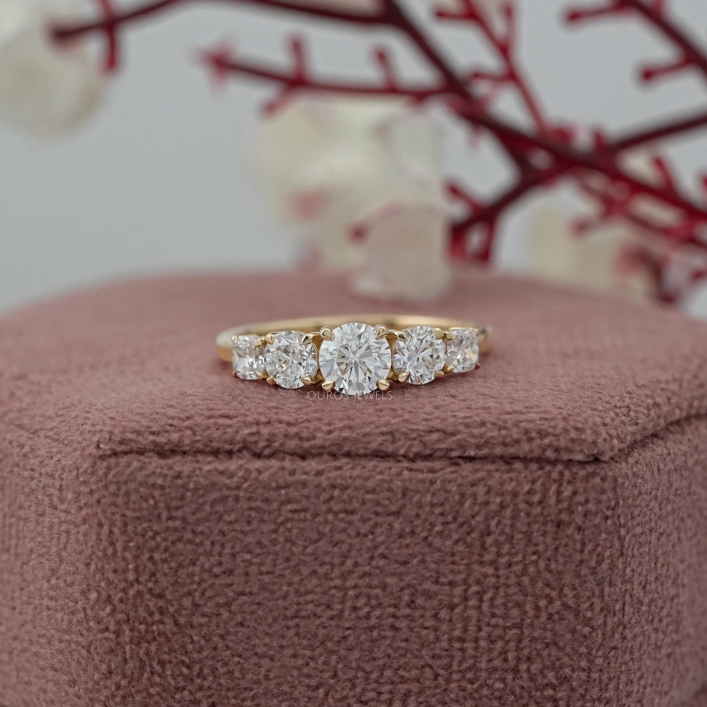 Cushion and Round Cut Engagement Ring