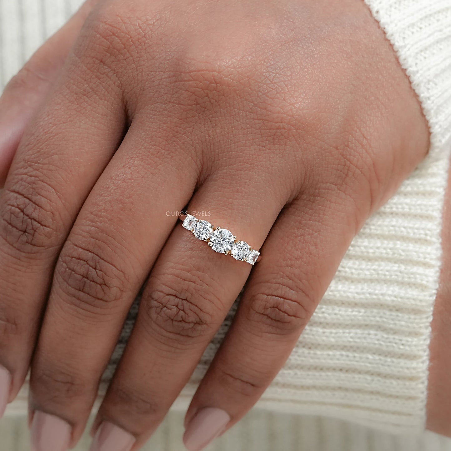 Cushion and Round Cut Engagement Ring