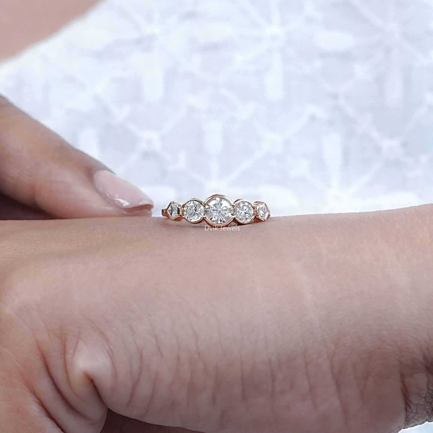 Round And Pentagon Five Stone Ring