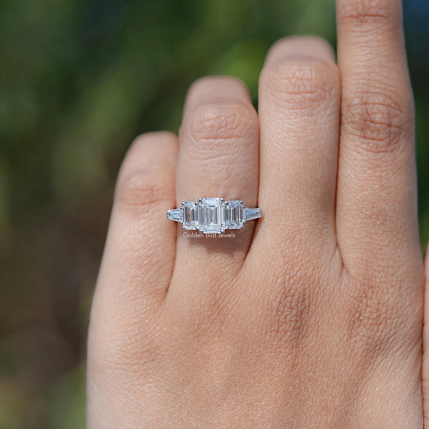 Lab Diamond Emerald Cut Five Stone Ring