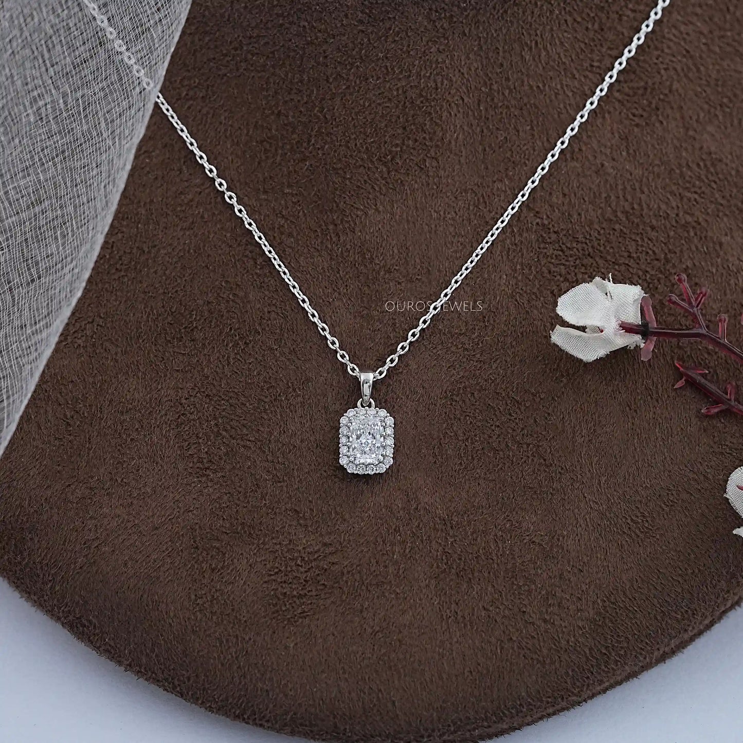 Radiant Lab Diamond Halo Pendant