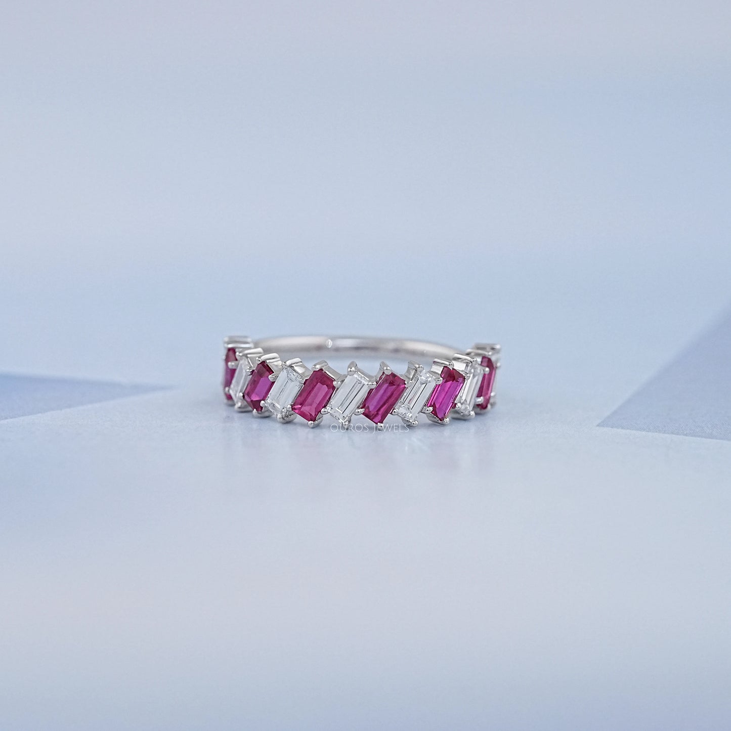 Ruby Gemstone Baguette Cut Engagement Ring