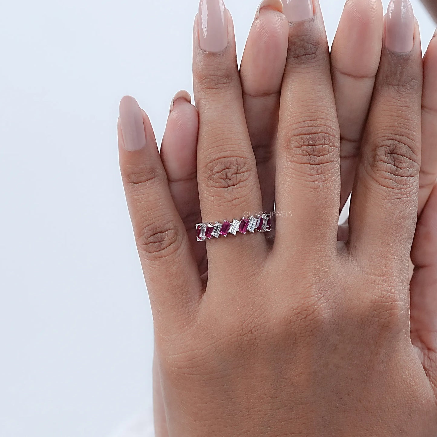 Ruby Gemstone Baguette Cut Engagement Ring