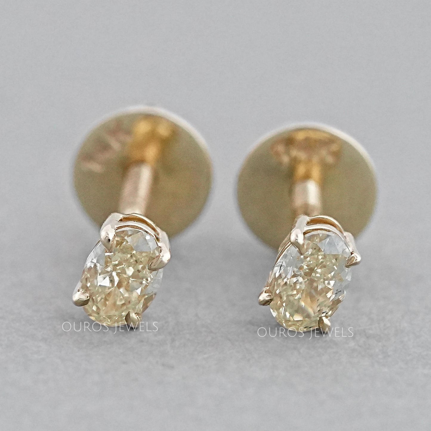 Yellow Oval Lab Grown Diamond Stud Earrings