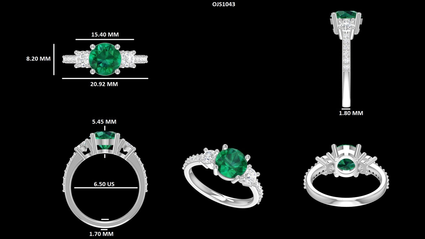 Green Round Cut Lab Diamond Accent Ring
