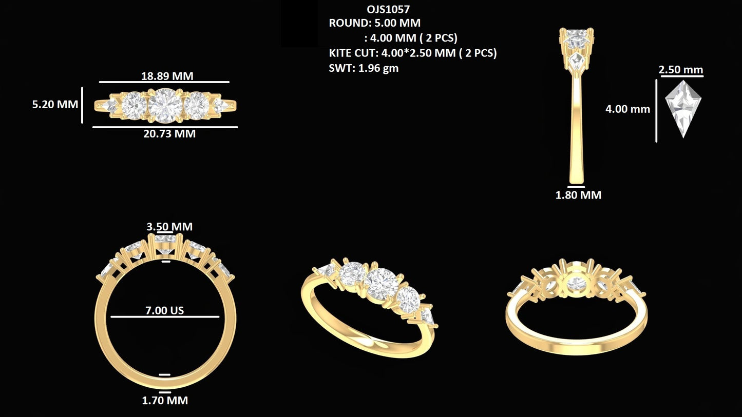 Round Cut Five Stone Diamond Ring