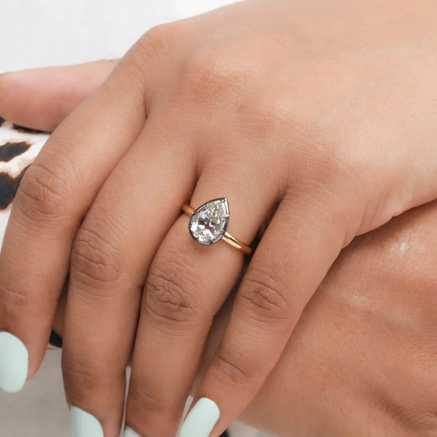 2.60 Carat Old Cut Pear Solitaire Lab Diamond Ring