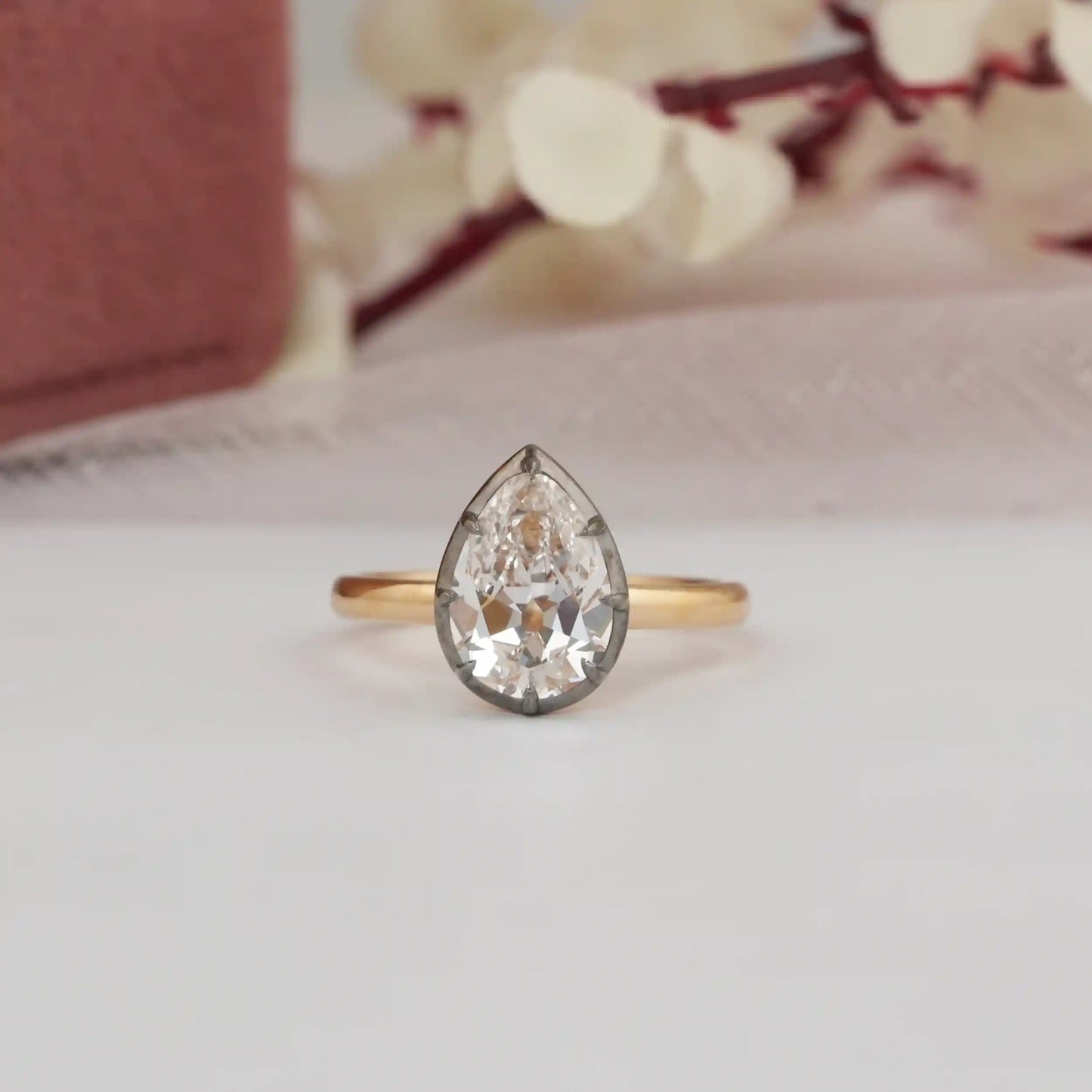 2.60 Carat Old Cut Pear Solitaire Lab Diamond Ring