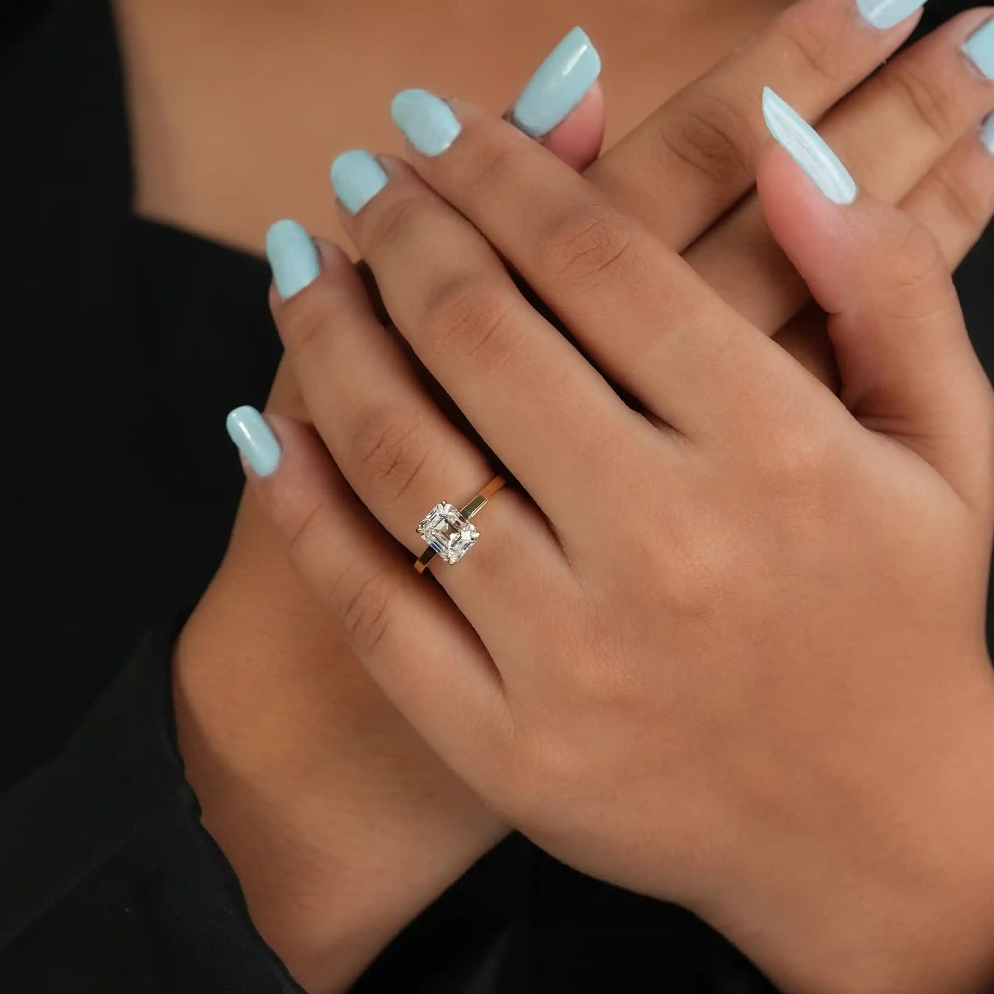 Old Mine Emerald Cut Solitaire Diamond Engagement Ring