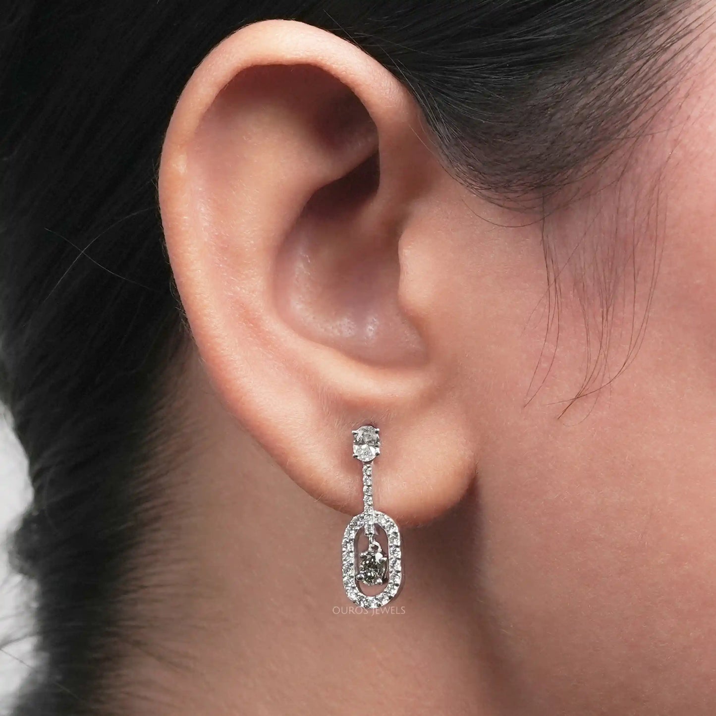 Olive Oval Cut Lab Diamond Drop Dangle Earring