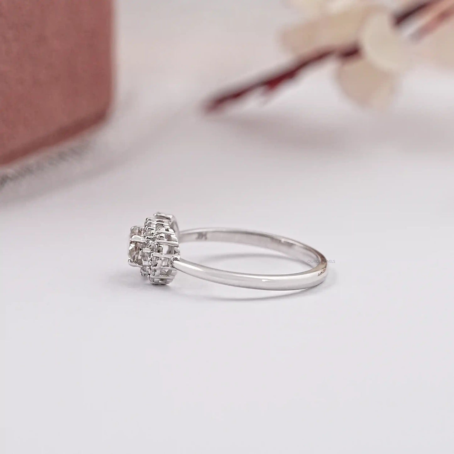 Fancy Olive Oval Cut Halo Diamond Ring