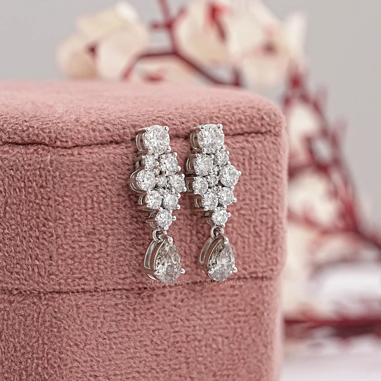 Olive Pear Cut Lab Diamond Drop Dangle Earring