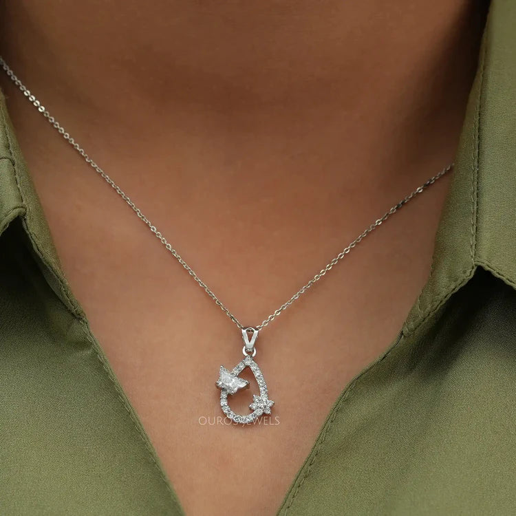 Butterfly Cut Lab Diamond Pendant
