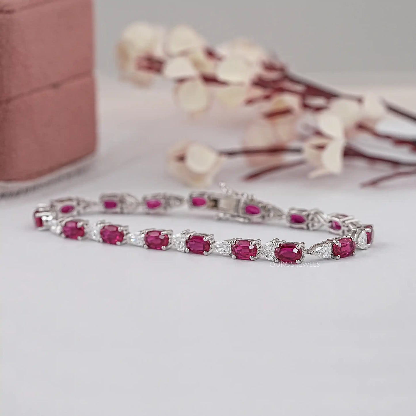 Oval Cut Red Ruby Gemstone Bracelet