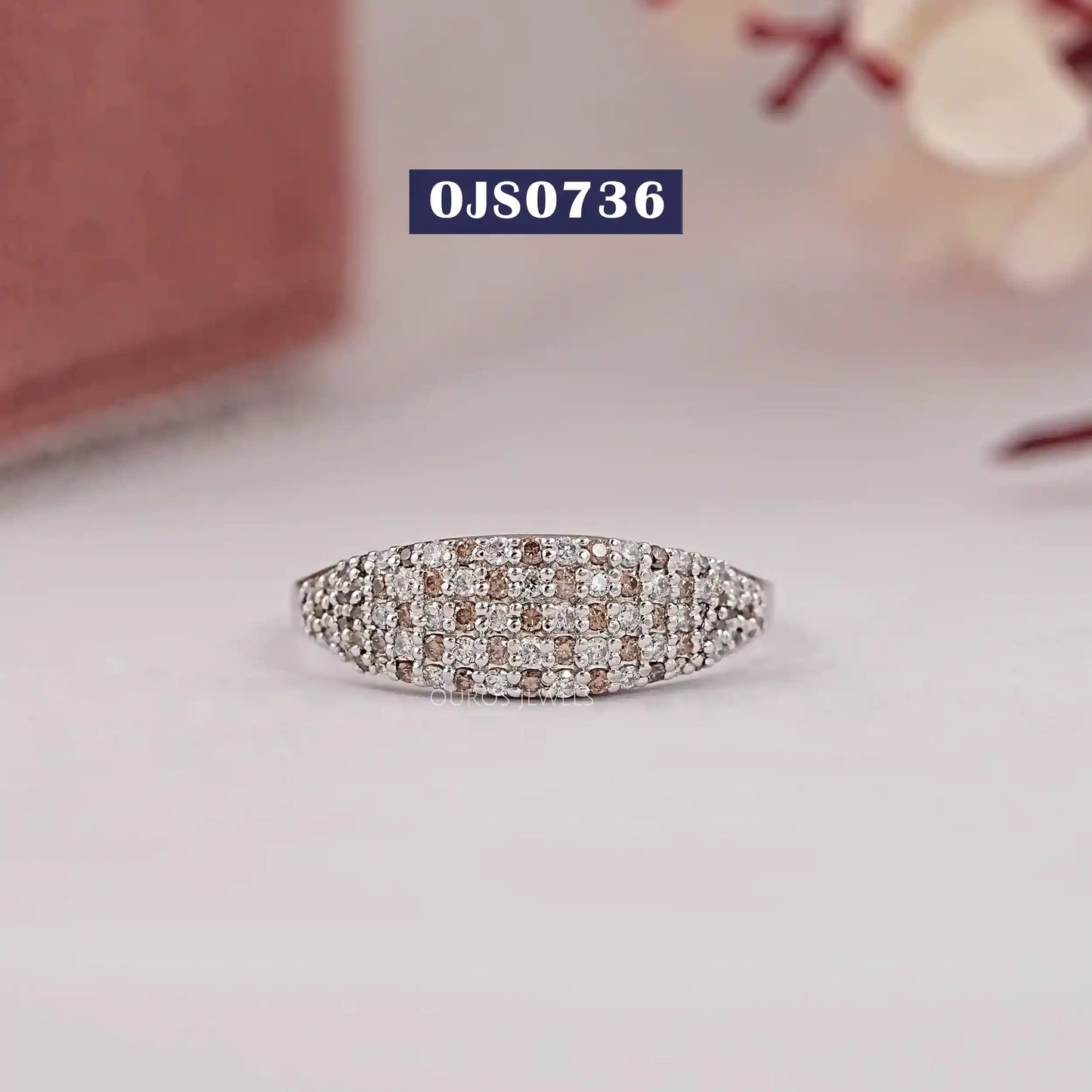 Pave Set Round Cut Chocolate Diamond Ring
