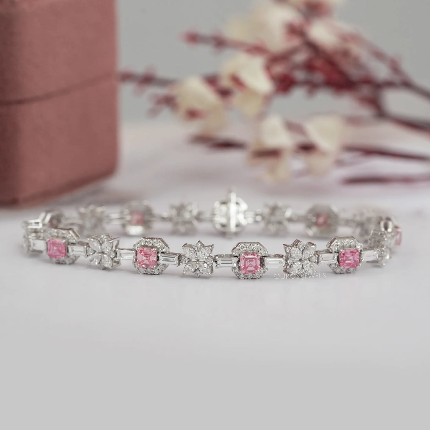 Multi Shape Lab Grown Diamond Halo Bracelet