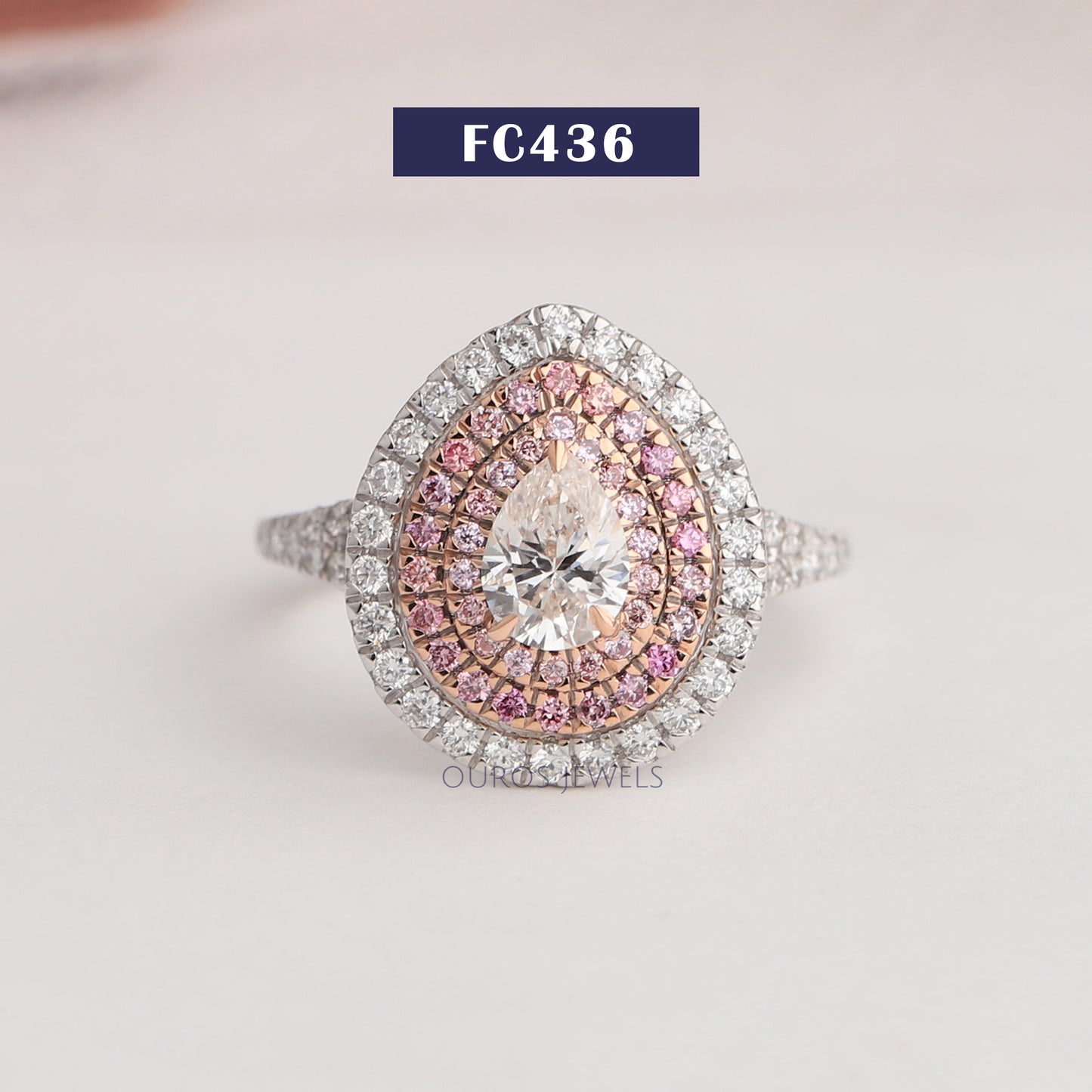 Pear Diamond Halo Engagement Ring