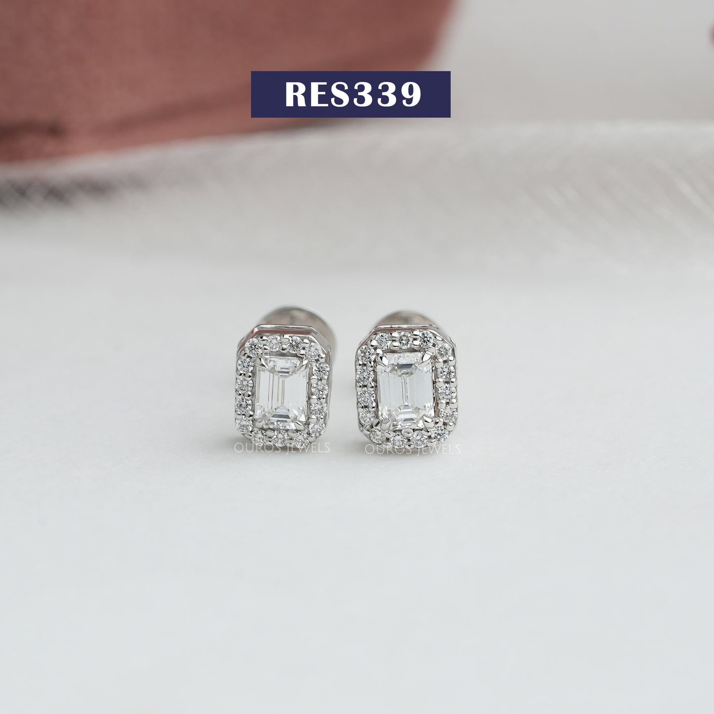 Emerald Diamond Halo Earrings