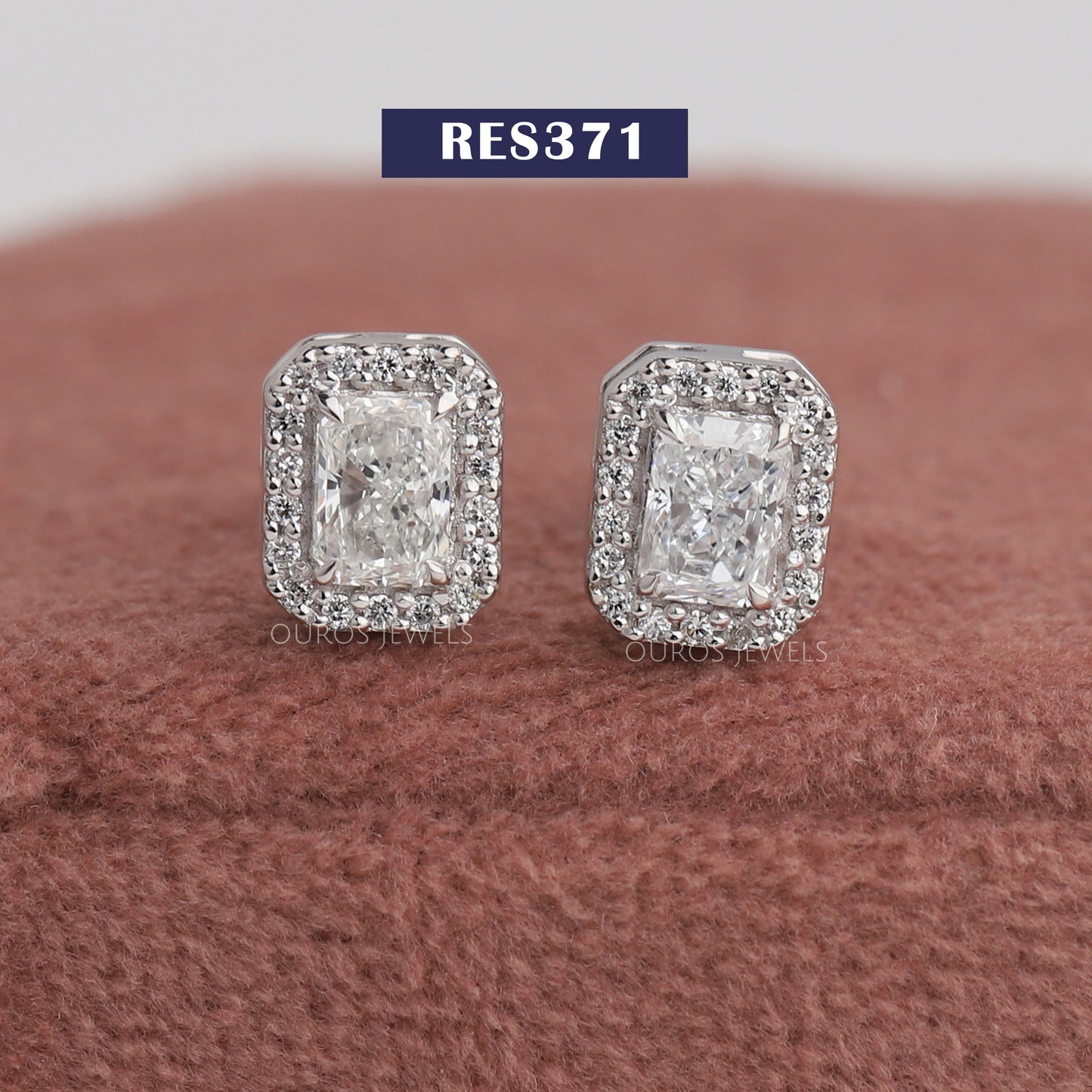 Halo Radiant Cut Lab Diamond Earrings