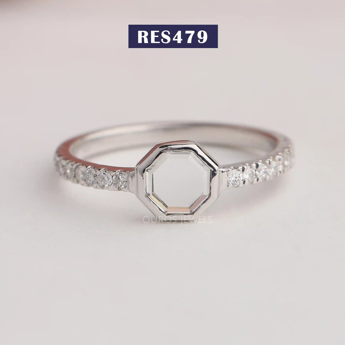 Octagon  Cut Lab Solitaire  Accent Ring